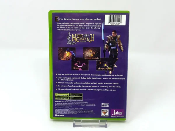 Parte trasera de Night Caster II: Equinox (UK) para XBOX, edición PAL UK