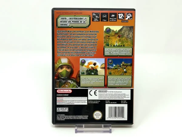 Parte trasera de Battalion Wars (ESP) para Nintendo GameCube, edición PAL España