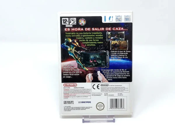 Parte trasera de Metroid Prime 3: Corruption (ESP) para Nintendo Wii, edición PAL España