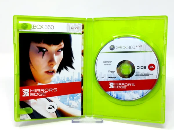 Interior del juego Mirror's Edge (UK) para XBOX 360 con disco y manual