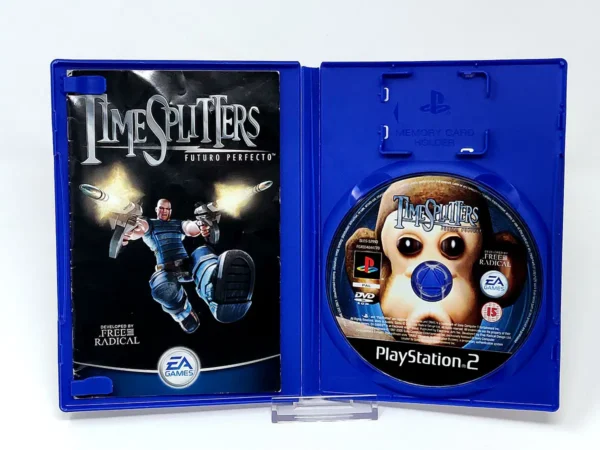Interior del juego TimeSplitters: Future Perfect (ESP) para PlayStation 2 con disco y manual
