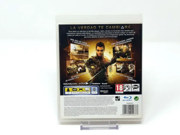 Parte trasera de Deus Ex: Human Revolution (ESP) para PlayStation 3, edición PAL España