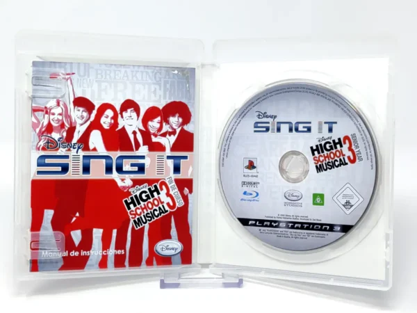 Interior del juego Disney Sing It: High School Musical 3: Fin de curso (ESP) (Rebajado) para PlayStation 3 con disco y manual