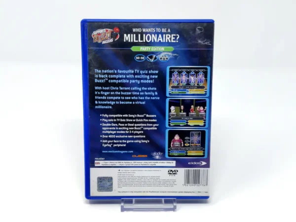 Parte trasera de Who Wants to Be a Millionaire: Party Edition (UK) para PlayStation 2, edición PAL UK