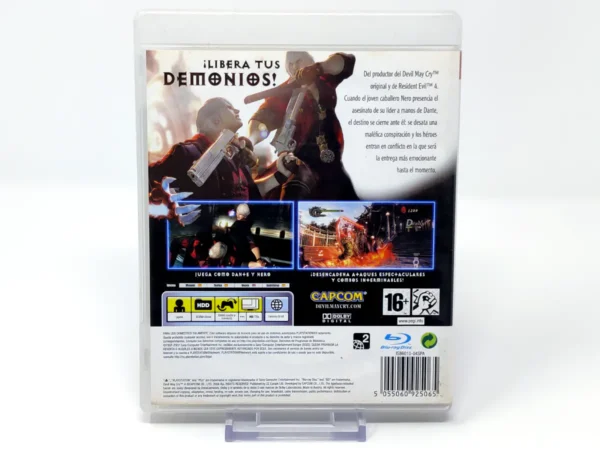 Parte trasera de Devil May Cry 4 (ESP) para PlayStation 3, edición PAL España