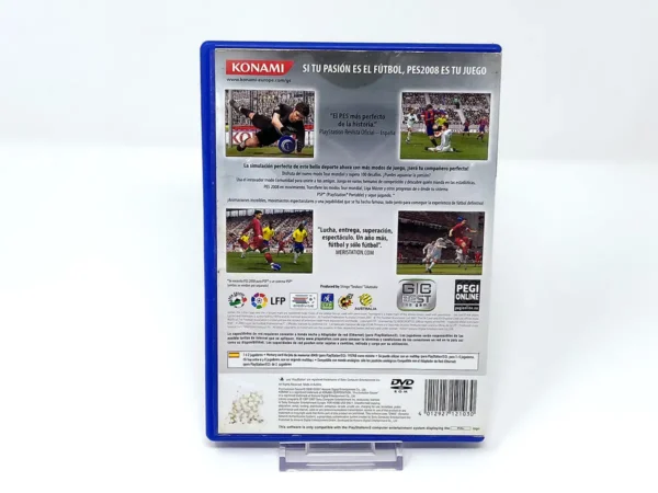 Parte trasera de PES 2008: Pro Evolution Soccer (ESP) para PlayStation 2, edición PAL España