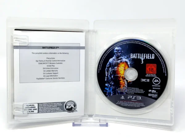 Interior del juego Battlefield 3 (UK) para PlayStation 3 con disco y manual