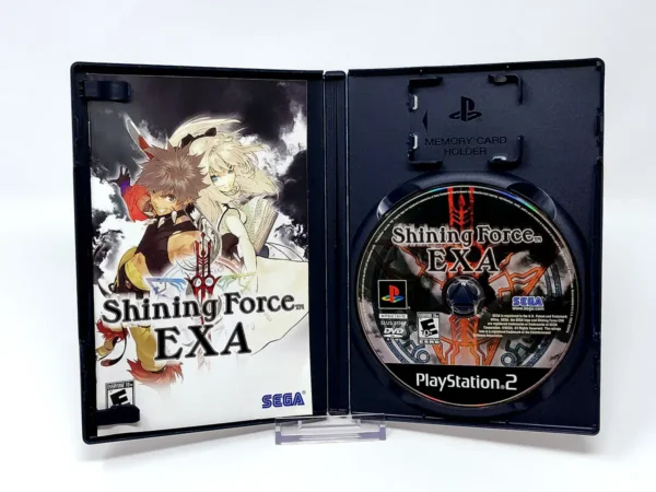 Interior del juego Shining Force EXA (USA) para PlayStation 2 con disco y manual