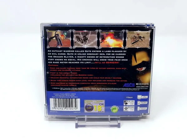 Parte trasera de Sword of the Berserk: Guts' Rage (EUR) para Sega Dreamcast, edición PAL EUR