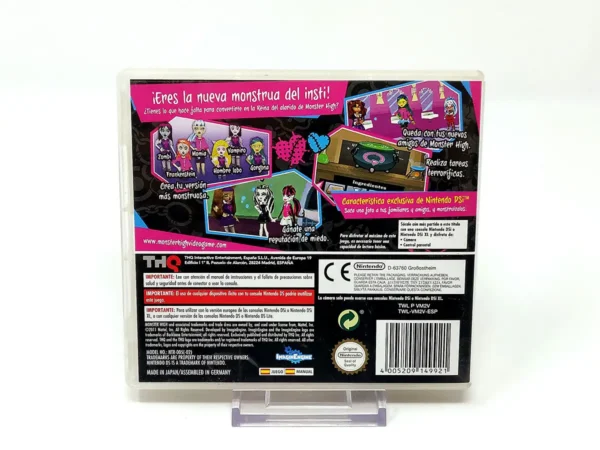 Parte trasera de Monster High: Instituto Monstruoso (ESP) para Nintendo DS, edición PAL España