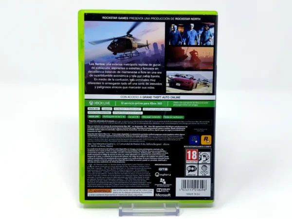 Parte trasera de Grand Theft Auto V (ESP) (Con Mapa) para XBOX 360, edición PAL España