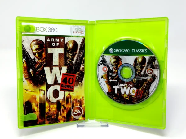 Interior del juego Army of Two: The 40th Day (ESP) para XBOX 360 con disco y manual