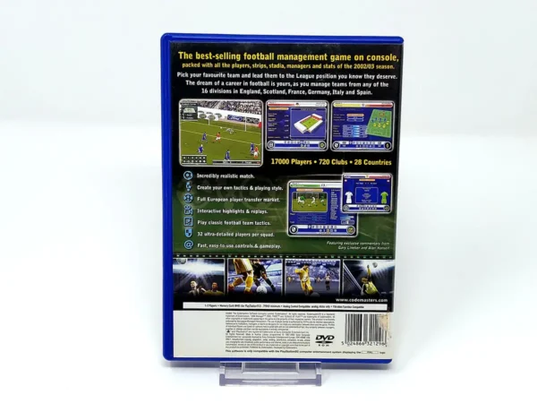 Parte trasera de LMA Manager 2003 (UK) (Rebajado) para PlayStation 2, edición PAL UK