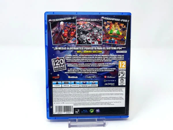 Parte trasera de The Pinball Arcade: Season 2 (ESP) para PlayStation 4, edición PAL España