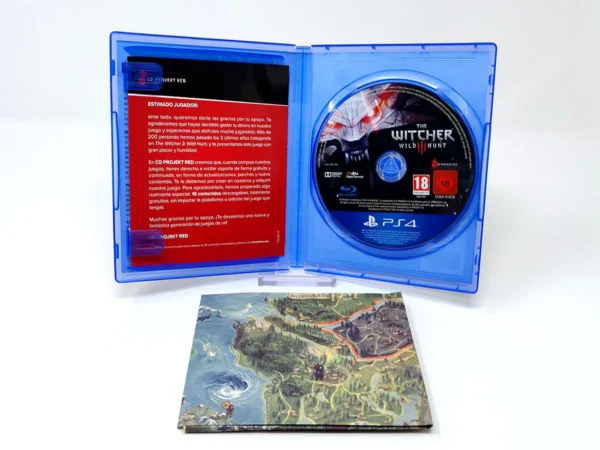 Interior del juego The Witcher 3: Wild Hunt (ESP) para PlayStation 4 con disco y manual