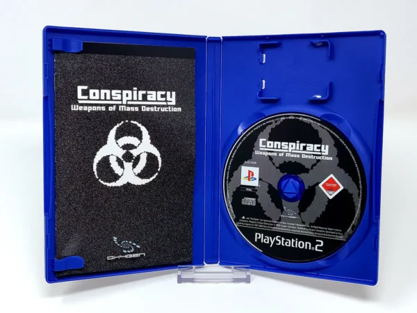 Interior del juego Conspiracy: Weapons of Mass Destruction (ESP) para PlayStation 2 con disco y manual