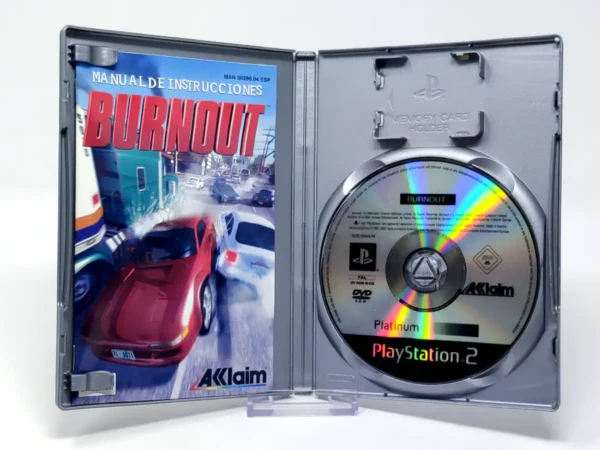 Interior del juego Burnout (ESP) (Platinum) para PlayStation 2 con disco y manual