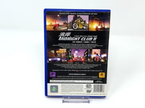 Parte trasera de Midnight Club II (ITA) para PlayStation 2, edición PAL Italia