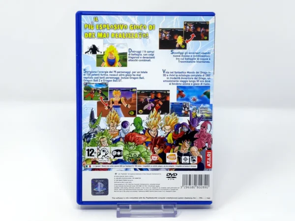 Parte trasera de Dragon Ball Z: Budokai Tenkaichi 2 (ITA) para PlayStation 2, edición PAL Italia