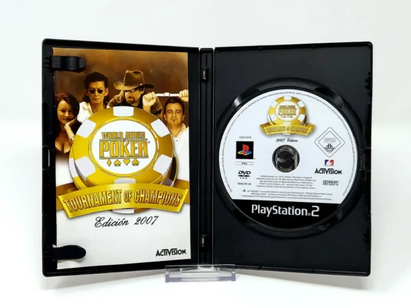 Interior del juego World Series of Poker: Tournament of Champions - 2007 Edition (ESP) para PlayStation 2 con disco y manual