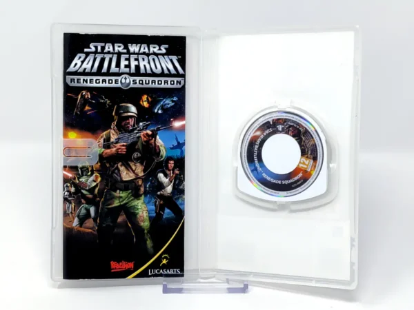Interior del juego Star Wars: Battlefront: Renegade Squadron (ESP) (Essentials) para PSP con disco y manual