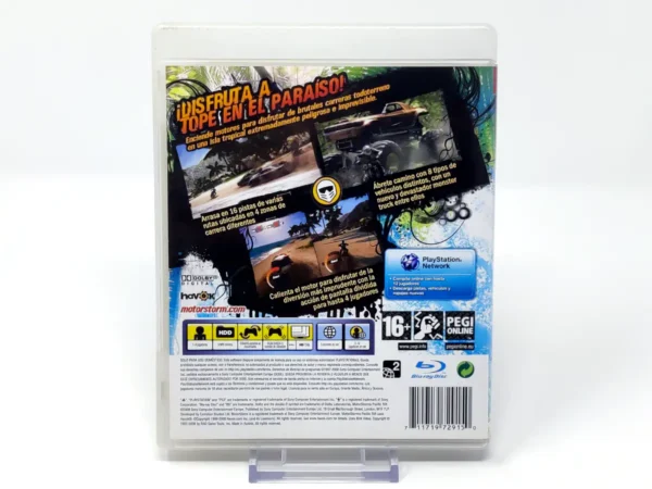Parte trasera de MotorStorm: Pacific Rift (ESP) para PlayStation 3, edición PAL España