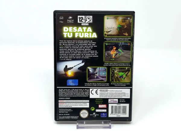 Parte trasera de Hulk (ESP) para Nintendo GameCube, edición PAL España
