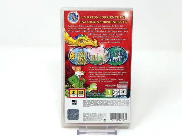 Parte trasera de Geronimo Stilton: Return to the Kingdom of Fantasy: The Videogame (ESP) para PSP, edición PAL España
