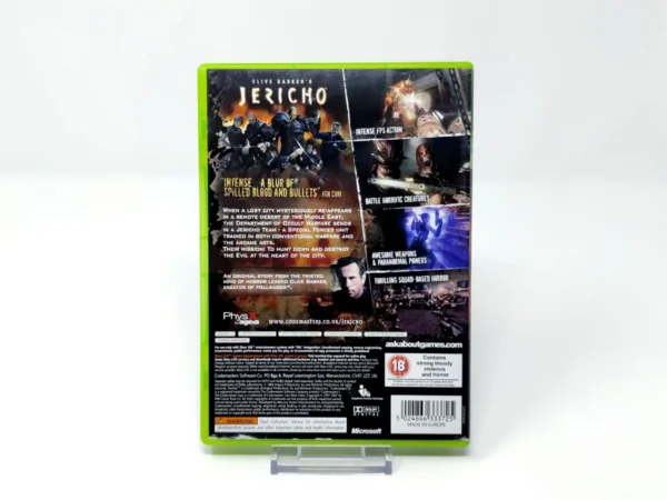 Parte trasera de Clive Barker's Jericho (UK) para XBOX 360, edición PAL UK