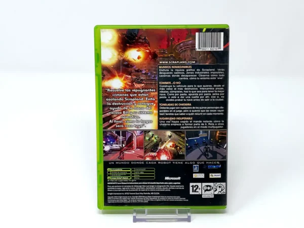 Parte trasera de American McGee Presents Scrapland (ESP) para XBOX, edición PAL España