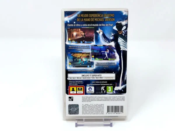 Parte trasera de Michael Jackson: The Experience (ESP) para PSP, edición PAL España