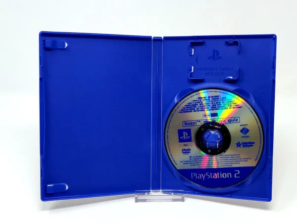 Interior del juego Buzz! El Gran Concurso Musical (ESP) (Promo) para PlayStation 2 con disco y manual