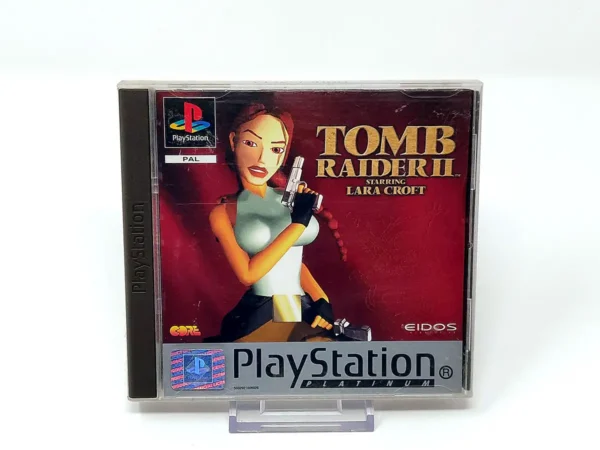 Portada de Tomb Raider II: Starring Lara Croft (ESP) (Platinum) para PlayStation 1, edición PAL España, de segunda mano