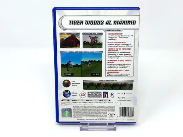 Parte trasera de Tiger Woods PGA Tour 2002 (ESP) para PlayStation 2, edición PAL España