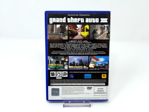 Parte trasera de Grand Theft Auto III (ITA) para PlayStation 2, edición PAL Italia