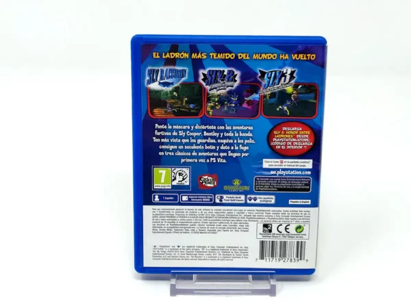 Parte trasera de The Sly Trilogy (ESP) para PS Vita, edición PAL España