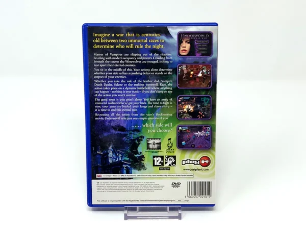 Parte trasera de Underworld: The Eternal War (UK) para PlayStation 2, edición PAL UK