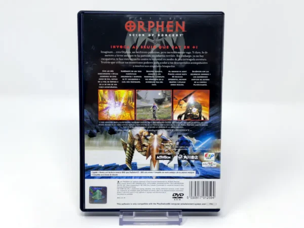 Parte trasera de Orphen: Scion of Sorcery (ESP) para PlayStation 2, edición PAL España