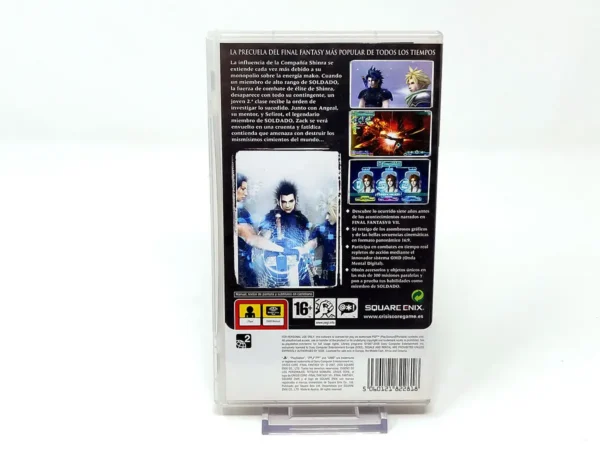 Parte trasera de Crisis Core: Final Fantasy VII (ESP) para PSP, edición PAL España