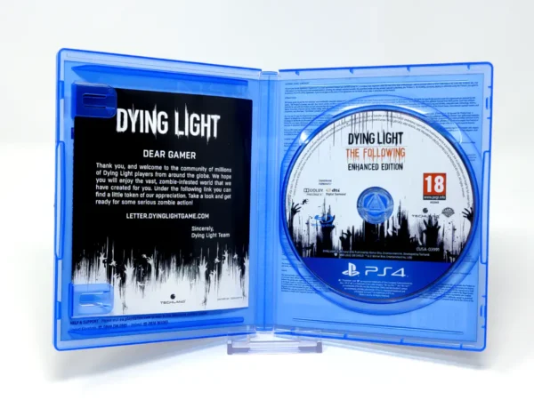 Interior del juego Dying Light: The Following: Enhanced Edition (UK) para PlayStation 4 con disco y manual