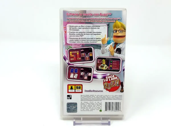 Parte trasera de Buzz! Cerebros en Acción (ESP) para PSP, edición PAL España