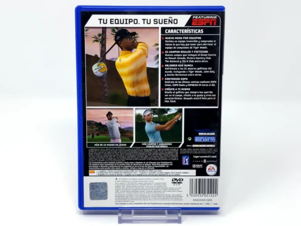 Parte trasera de Tiger Woods PGA Tour 07 (ESP) para PlayStation 2, edición PAL España