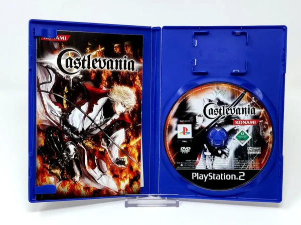 Interior del juego Castlevania (ESP) para PlayStation 2 con disco y manual