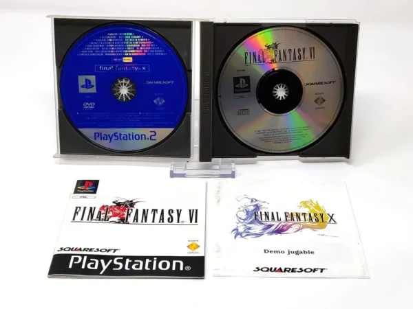 Interior del juego Final Fantasy VI (ESP) para PlayStation 1 con disco y manual