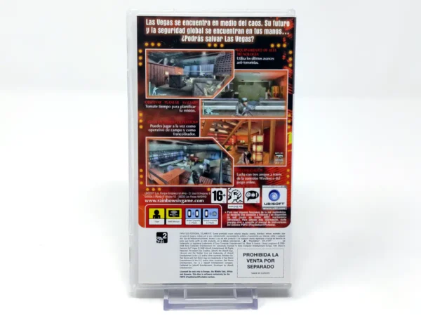 Parte trasera de Tom Clancy's Rainbow Six: Vegas (ESP) para PSP, edición PAL España