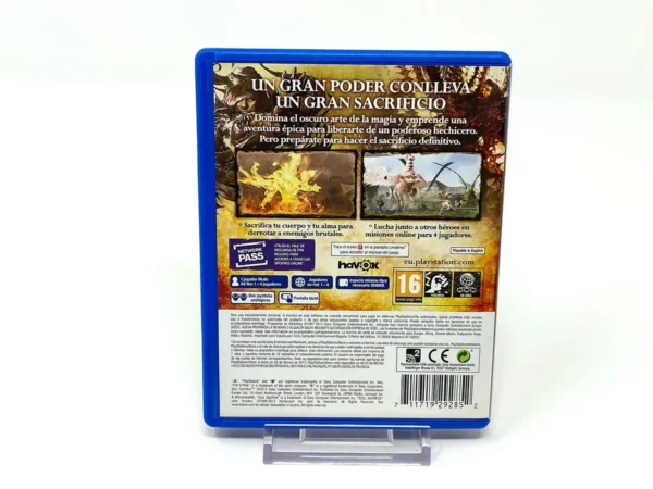 Parte trasera de Soul Sacrifice (ESP) para PS Vita, edición PAL España
