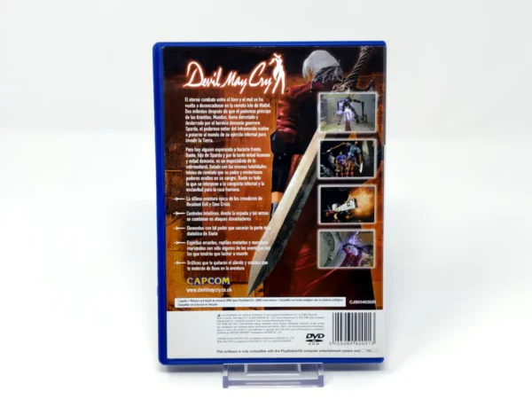 Parte trasera de Devil May Cry (ESP) para PlayStation 2, edición PAL España