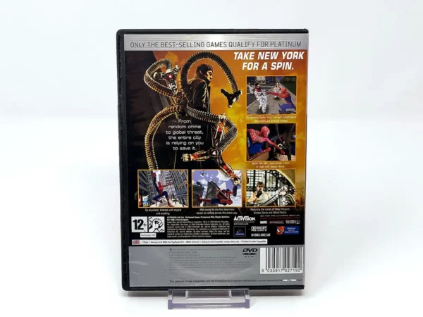 Parte trasera de Spider-Man 2 (UK) (Platinum) (Rebajado) para PlayStation 2, edición PAL UK