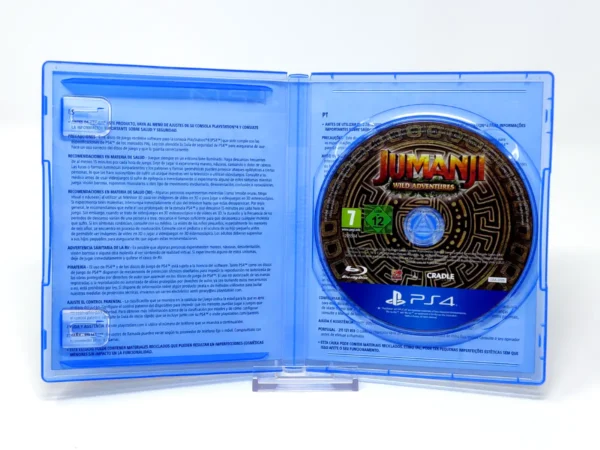 Interior del juego Jumanji: Aventuras Salvajes (ESP) para PlayStation 4 con disco y manual