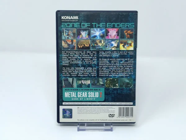 Parte trasera de Zone of the Enders (ESP) para PlayStation 2, edición PAL España